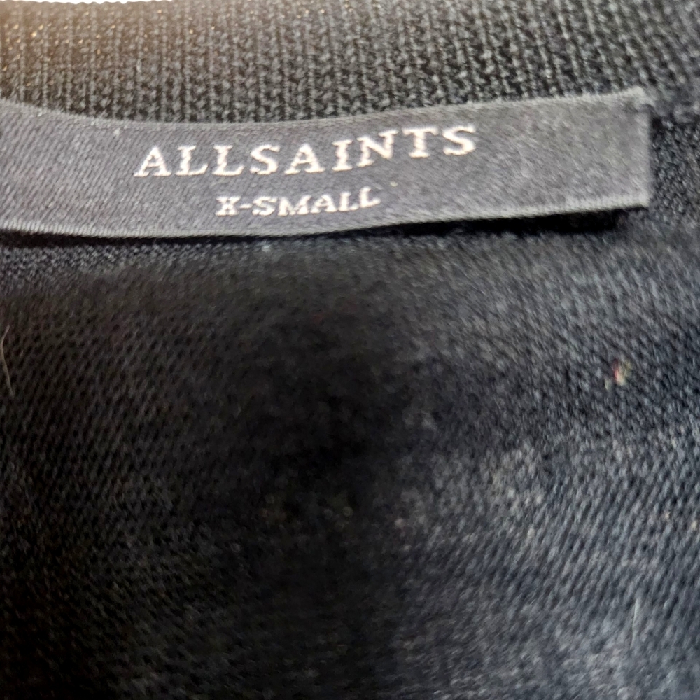 Allsaints Sweater Black Merino Wool Knit Koko Wing Butterfly Oversized Relax XS - Picture 4 of 9